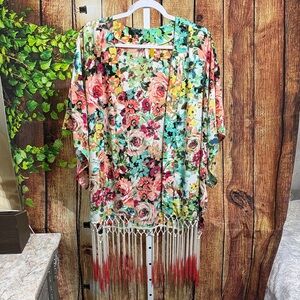 Cato Open Front Fringe Cardigan Size 14/16W